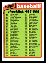 1980 Topps #533 Checklist 485-605 Near Mint 