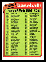 1980 Topps #646 Checklist 606-726 Near Mint 