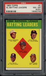 1963 Topps #1 NL Batting Leaders Hank Aaron Musial PSA 8oc NM-Mint