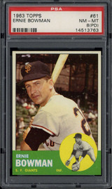1963 Topps #61 Ernie Bowman Giants PSA 8pd NM-Mint