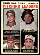 1964 Topps #3 Sandy Koufax/Marichal/Spahn/Maloney NL Pitching Leaders Excellent  ID: 523704
