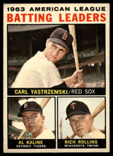 1964 Topps #8 Carl Yastrzemski/Al Kaline/Rich Rollins AL Batting Leaders Excellent+  ID: 523709
