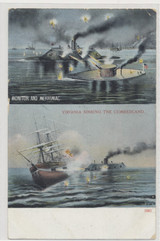 circ. 1910's Used Post Card "Monitor and Merrimac/Virginia Sinking the Cumberland"  #*sku37291
