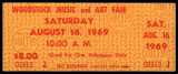 Woodstock Music and Art Fair Saturday UNUSED Ticket 8-16-1969 Gold Authentic 853
