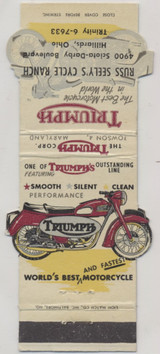 circ. 1930's Matchbook Cover  Triumph Motorcycle  #*sku37641