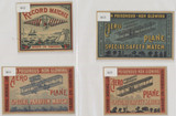 circ. 1910's Sweden Wood Matchbox Co. Aero Plane Labels  Lot of 4  #*sku37647