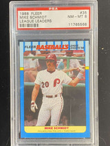 1988 Fleer League Leaders #35 Mike Schmidt Phillies PSA 8 NM-Mint