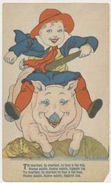 circ. 1930's D128 Hall's O.K. Bread Insert  Kiddie Cut-Outs  "To Market to Buy a Fat Pig"  #*sku37728
