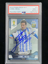 2014 Panini Prizm WC #12 Lionel Messi Argentina PSA 9 Mint Auto 9 Mint