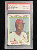 1978 Topps #1 Lou Brock Cardinals PSA 8 NM-Mint Record Breaker