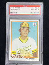 1978 Topps #318 Tom Griffin Padres PSA 8 NM-Mint