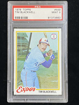 1978 Topps #449 Tim Blackwell Expos PSA 9 Mint
