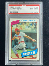1980 Topps #100 Johnny Bench Reds PSA 8 NM-Mint