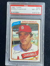 1980 Topps #286 Darold Knowles  Cardinals PSA 8 NM-Mint