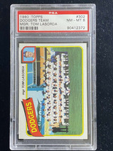 1980 Topps #302 Los Angeles Dodgers PSA 8 NM-Mint Team Card