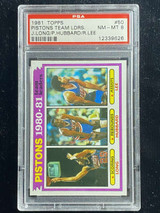 1981-82 Topps #50 Long Hubard Lee Pistons PSA 8 NM-Mint Team Leaders