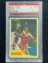 1981-82 Topps East #106 Bobby Jones 76ers PSA 8 NM-Mint Super Action