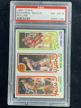 1980-81 Topps  Edwards Newlin Hollins PSA 8 NM-Mint