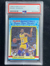 1988-89 Fleer Sticker #6 Magic Johnson Lakers PSA 5 EX