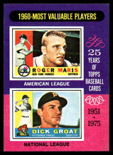 1975 Topps Mini #198 1960 's Roger Maris/Dick Groat MVP Near Mint+ 