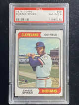1974 Topps #58 Charlie Spikes Indians PSA 8 NM-Mint