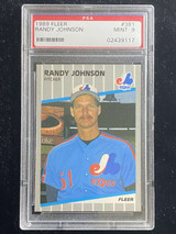 1989 Fleer #381 Randy Johnson Expos PSA 9 Mint RC ID: 526592