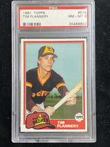 1981 Topps #579 Tim Flannery Padres PSA 8 NM-Mint