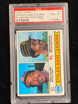 1979 Topps #4 Ron LeFlore Stolen Base Leaders PSA 8 NM-Mint Omar Moreno