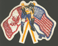 United States Flag & Canadian Flag With Hockey Player  (NEW)  #*