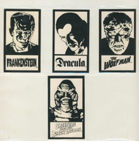 1980's Black & White Monster Stickers Lot 4   #*