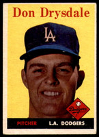 1958 Topps #25 Don Drysdale Excellent  ID: 224773