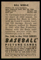 1952 Bowman #248 Bill Werle Ex-Mint High Number 