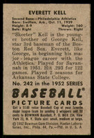 1952 Bowman #242 Everett Kell Excellent+ RC Rookie High Number 