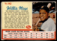 1962 Post Cereal #142 Willie Mays Excellent  ID: 252254