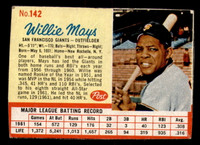 1962 Post Cereal #142 Willie Mays Very Good  ID: 297908