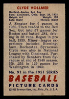 1951 Bowman #91 Clyde Vollmer Excellent  ID: 298205