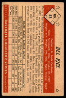 1953 Bowman Color #53 Del Rice Very Good  ID: 255082