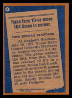 1978 Topps #   6 Nolan Ryan RB Near Mint  ID: 277896