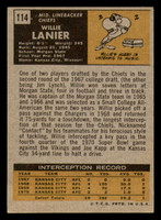 1971 Topps #114 Willie Lanier Excellent+ RC Rookie  ID: 270684