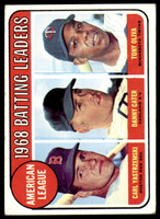 1969 Topps #   1 Carl Yastrzemski/Danny Cater/Tony Oliva A.L. Batting Leaders Very Good  ID: 263896