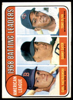 1969 Topps #   1 Carl Yastrzemski/Danny Cater/Tony Oliva A.L. Batting Leaders Very Good  ID: 263900