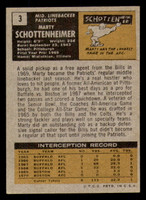 1971 Topps #   3 Marty Schottenheimer Excellent+ RC Rookie  ID: 270659