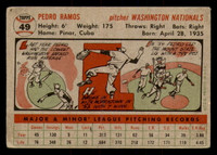 1956 Topps #49A Pedro Ramos Grey Backs Very Good RC Rookie 