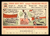 1956 Topps #60B Mayo Smith White Backs Excellent+  ID: 296627