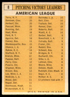 1963 Topps #   8 Terry/Donovan/Herbert/Pascual/Bunning AL Pitching Leaders Excellent+  ID: 261302