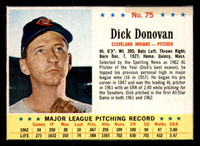 1963 Post Cereal #75 Dick Donovan Ex-Mint  ID: 280957