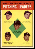 1963 Topps #   8 Terry/Donovan/Herbert/Pascual/Bunning AL Pitching Leaders Excellent  ID: 258204