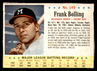 1963 Post Cereal #149 Frank Bolling Excellent+  ID: 281139