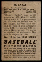 1952 Bowman #17 Ed Lopat Very Good  ID: 214343