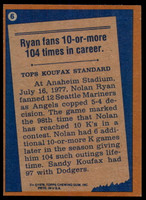 1978 Topps #   6 Nolan Ryan RB Near Mint  ID: 216684